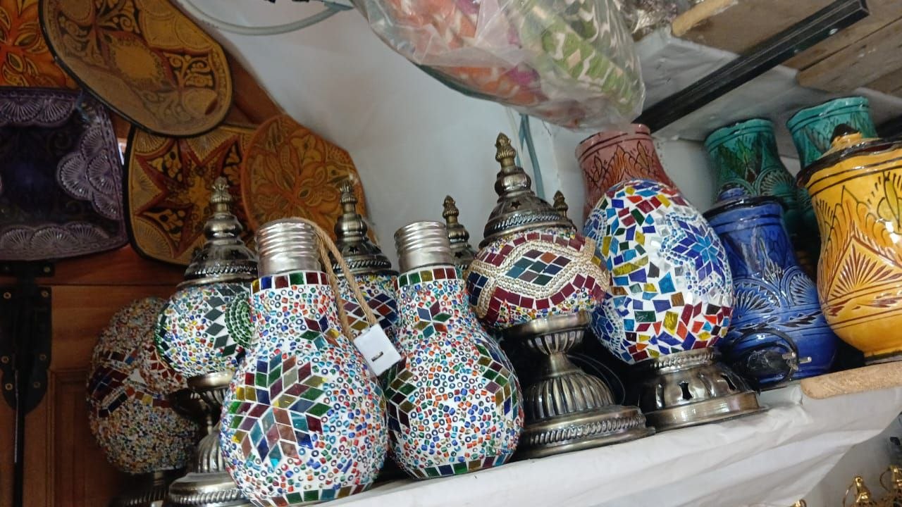 Lampes mosaïque orientales artisanales en verre coloré