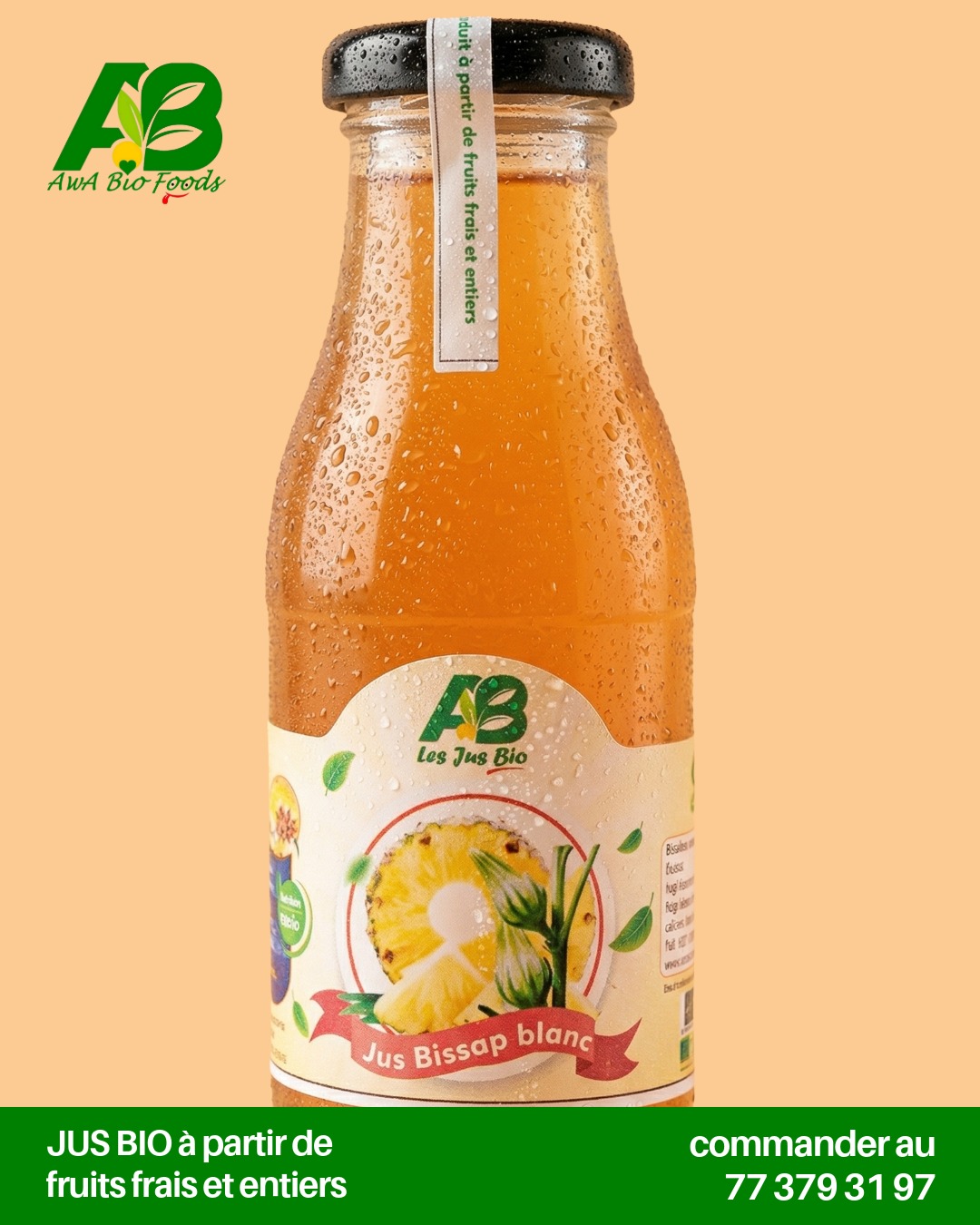 Jus de bissap blanc bio – bouteille en verre