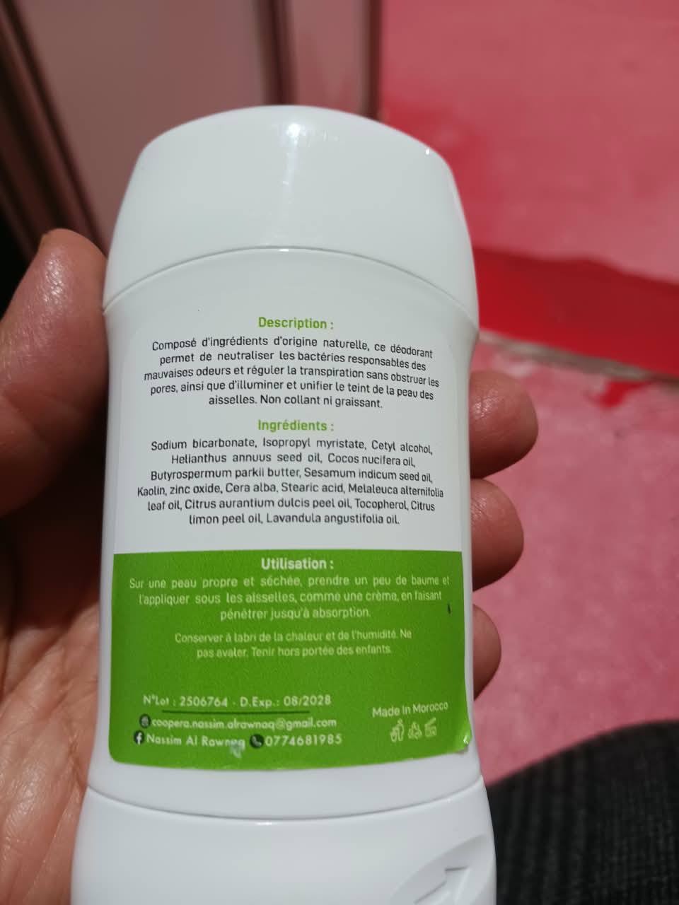 Déodorant naturel artisanal baume aisselles Made in Morocco