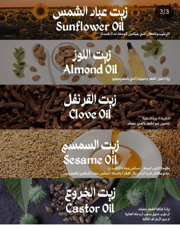 Huile naturelle artisanale - Tournesol Amande Clou Sésame Ricin
